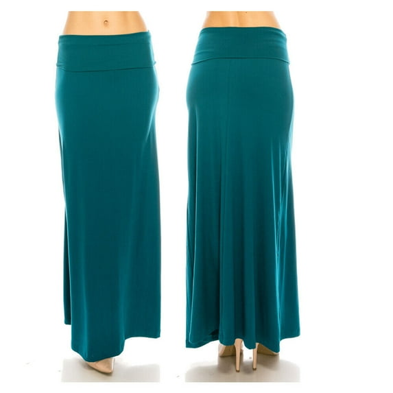 SHCKE Women's Solid Floor Length Flare Long Maxi Lounge Skirt Plus Size Maxi Skirts Women's Maxi Skirt High Waisted Fold Over Elastic Waistband Long Skirts