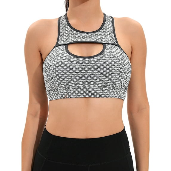 SHCKE Women's Sports Bra Racerback Workout Yoga Bras Tops Medium Impact Padded Bra