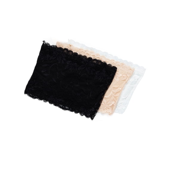 SHCKE Women's Stretchy Strapless Lace Bandeau Bralette Floral Lace Tube Top 4 Pack