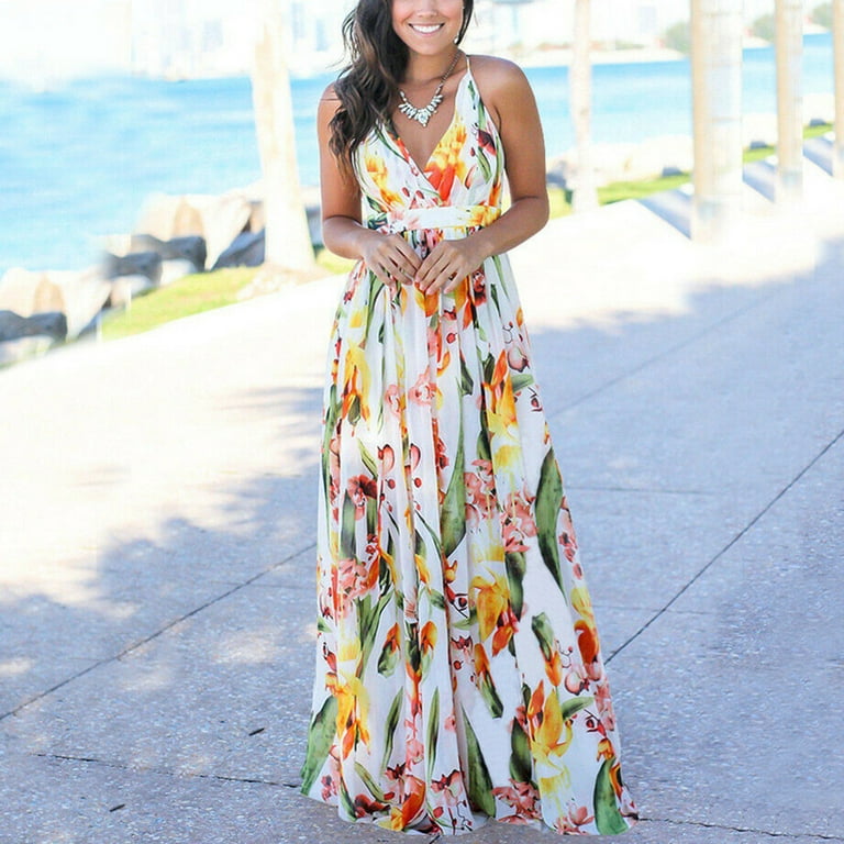 Floral Long Spaghetti Strap Dress Floral Long Spaghetti Strap Dress