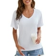 thumbnail image 1 of SHCKE Women's Summer Tops V Neck Causal Shirts Solid Short Sleeve T Shirts, 1 of 7