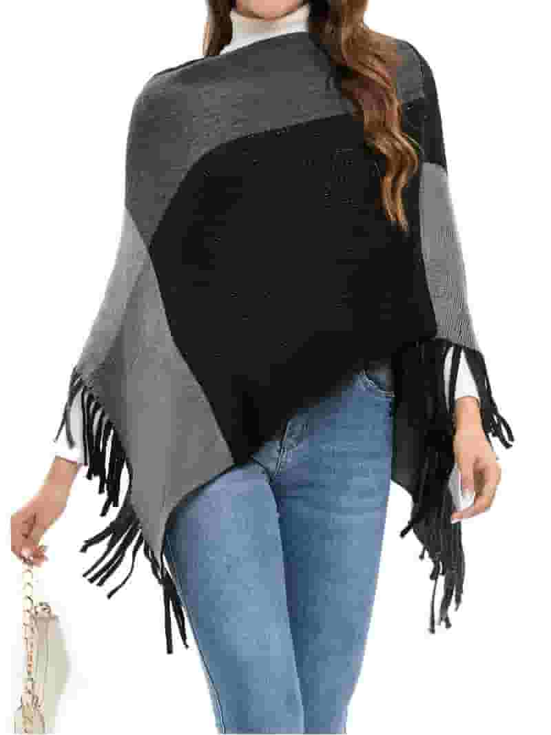 人気カラーの Shawl Warm Women's SHCKE Wrap Color Sweaters Winter Cape Clothing