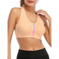 thumbnail image 1 of SHCKE Women's Zip Front Sports Bra Workout Yoga Bra Racerback with Removable Padded Wirefree Bra Wireless Post-Surgery Yoga Bras, 1 of 8