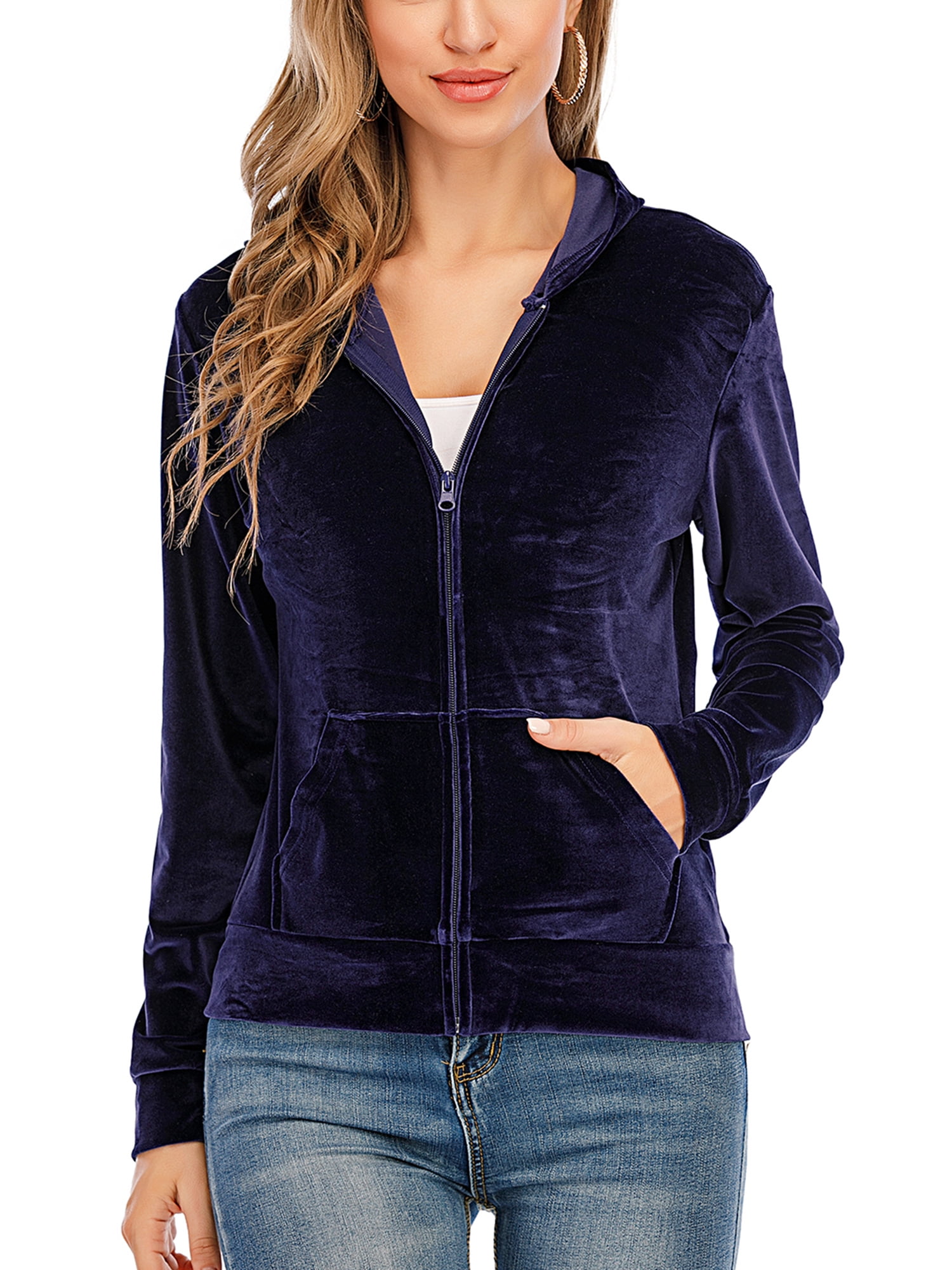 Velour zip up clearance hoodie