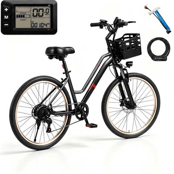 Electric Bike for Adults – 26" Commuter/Mountain Ebike with 750W Peak Motor, 25MPH, 40+ Miles, 576Wh Removable Battery, 7-Speed, UL2849