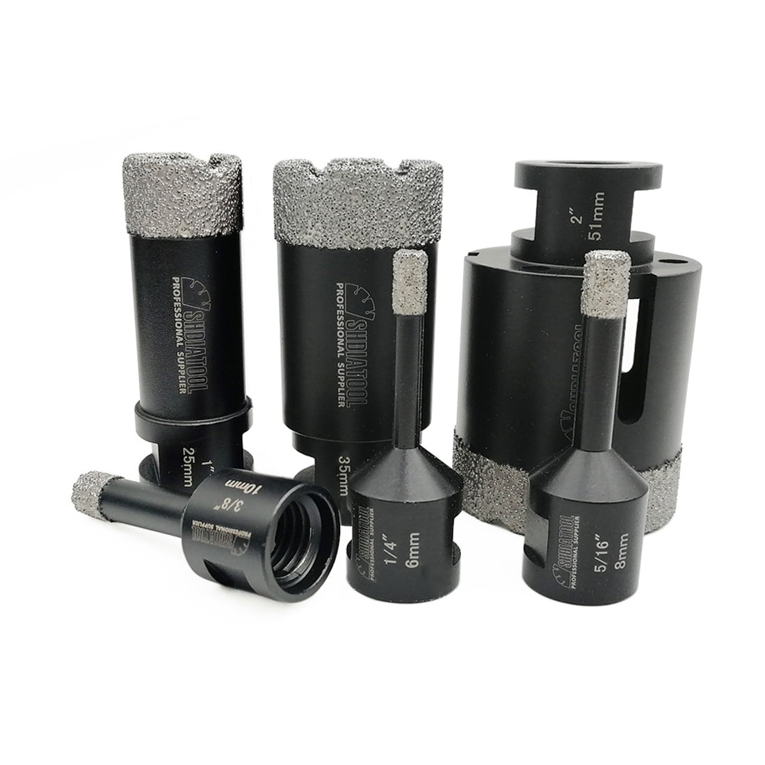 SALI 5-Piece Diamond Core Drill Bit Set – Vacuum Brazed Hole Saws For Tile, Glass, Ceramic, Marble, Granite, And More (1/4” To 1/2”)