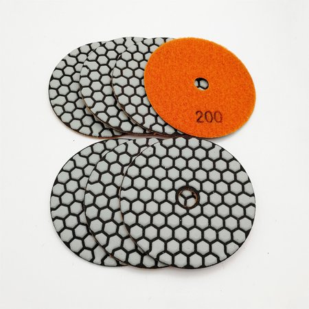 SHDIATOOL 7Pcs 4 Inch Dry Diamond Polishing Pads Grit 200 for Granite Marble Stone