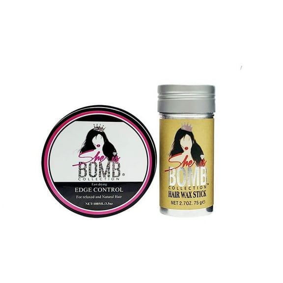 SHE IS BOMB EDGE CONTROL 3.5 OZ. AND HAIR WAX STICK 2.7 OZ. "SET"