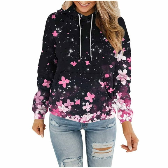 SHE IS Black Graphic Sweatshirt Women Lightweight Hoodie Women Cotton Black Pullover Hoodie Women Plus Size Tops for Women 4x-5x My Orders Placed