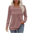 thumbnail image 1 of SHE IS My Items Crewneck T Shirts for Women Soft Womens Long Sleeve Tops Dressy Cotton Blue Long Sleeve Blouse Women Sexy Tops for Women 2025, 1 of 5