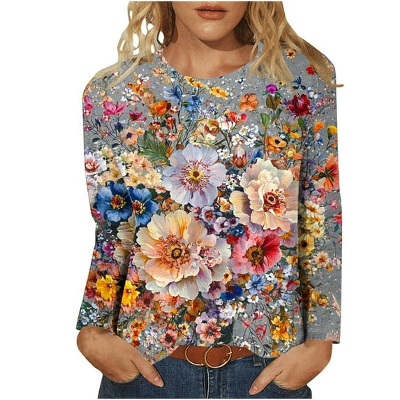 SHE IS My Items Flowy Shirts for Women Fall Flowy Tops for Women Dressy Blouses for Women Long Sleeve Elegant Oversized Graphic Tees for Women Cotton