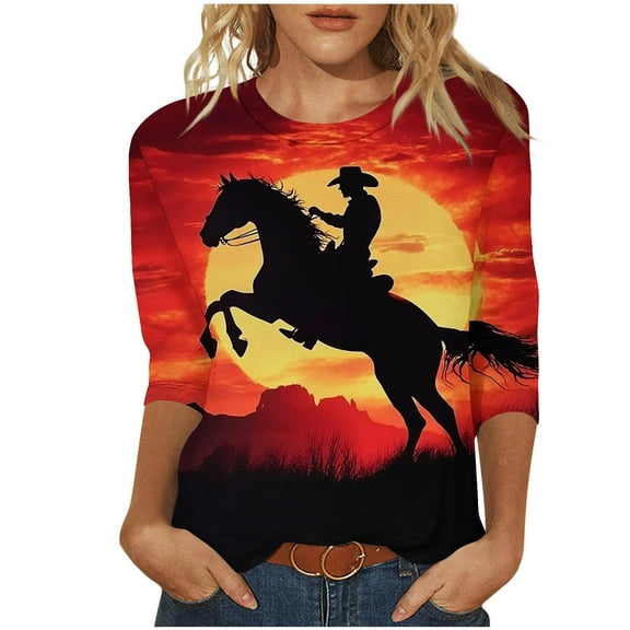 SHE IS My Items T Shirts for Women Fitted White Tops for Women 3/4 Sleeve Chiffon Blouses for Women Dressy Vintage Shirts for Women 1970s