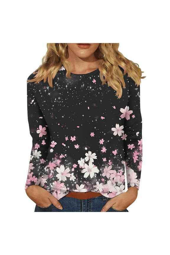 My Items Womens Graphic Shirts Cheap Tops for Women Work Casual Womens Long Sleeve Blouses for Older Women Tunic Tops for Leggings Dressy