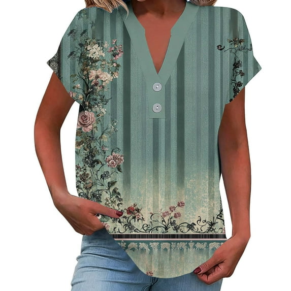 SHE IS Short Sleeve Tops for Women 2026 Graphic Tees for Women V Neck Black Blouses for Women Plus Size Tunics for Women 2026 Plus Size 3X