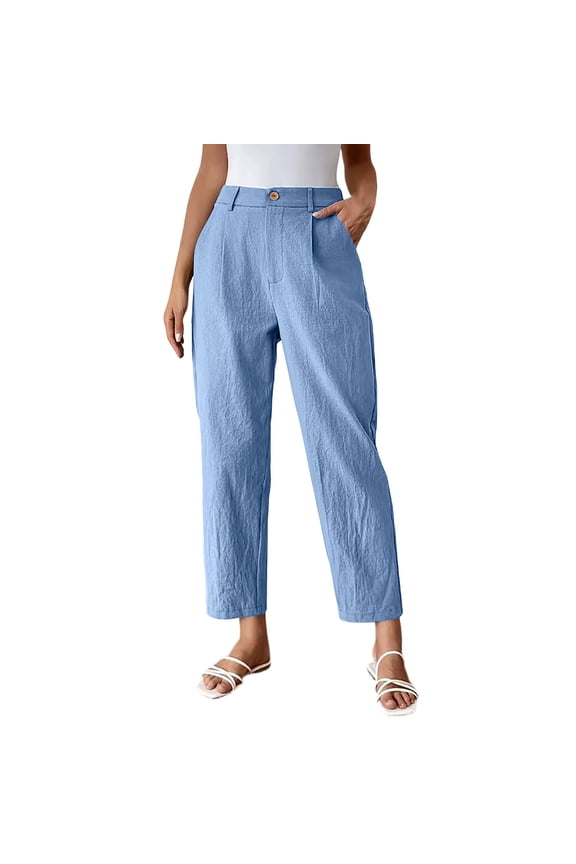 Summer Pants for Women High Waisted Wide Leg Button Pant Loose Palazzo Trousers Beach Vacation Resort Casual Travel Pants