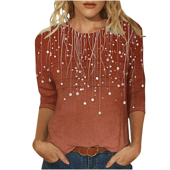 SHE IS Womens 3/4 Sleeve Tops, Long Shirts for Women Fall Long Sleeve Tops for Women Fall Blouse for Women Long Sleeve Vintage Shirts for Women 1960s
