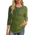 thumbnail image 1 of SHE IS Womens 3/4 Sleeve Tops, Long Shirts for Women Trendy Cute Tops for Women Going out Blouses for Women Business Dressy Vintage Shirts for Women, 1 of 5