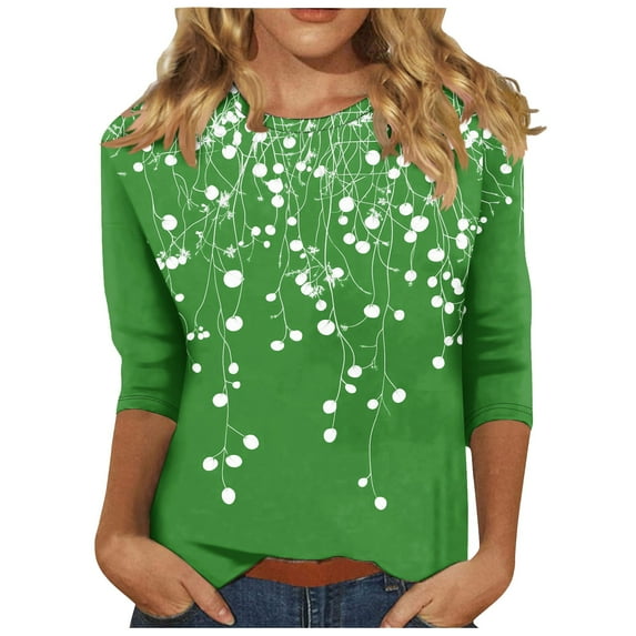 SHE IS Womens 3/4 Sleeve Tops, Shirts for Women Trendy Going out Tops for Women Trendy Red Womens Blouse Long Sleeve Basic Tees for Women Pack Plus