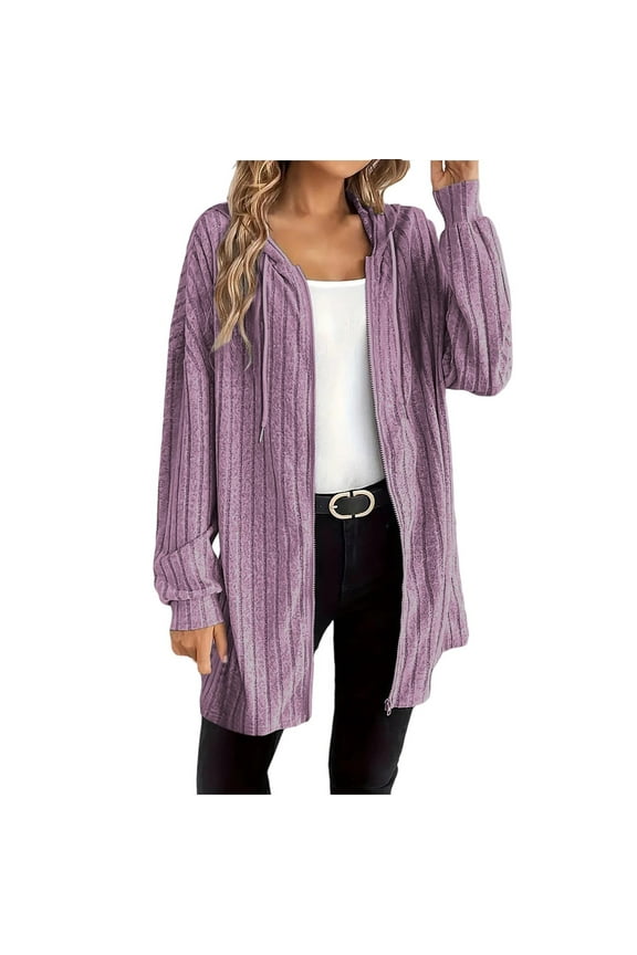 Womens Hoodies 2025 Full Zip Up Sweaters for Women Lightweight Long Sleeve Open Front Knit Sweater Cardigan Fall Winter Long Sweatshirt