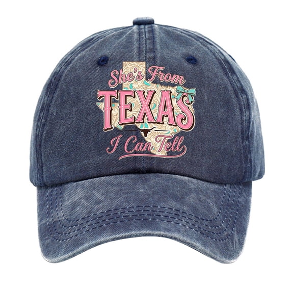 SHE'S FROM TEXAS I CAN TELL Baseball Cap Classic Adjustable Unisex Low Profile Curved Brim Hat for Men Women Daily Wear