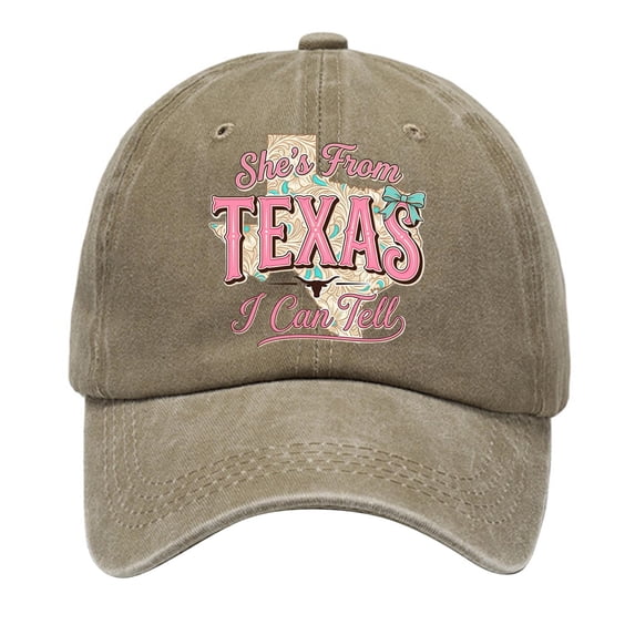 SHE'S FROM TEXAS I CAN TELL Baseball Cap Classic Adjustable Unisex Low Profile Curved Brim Hat for Men Women Daily Wear