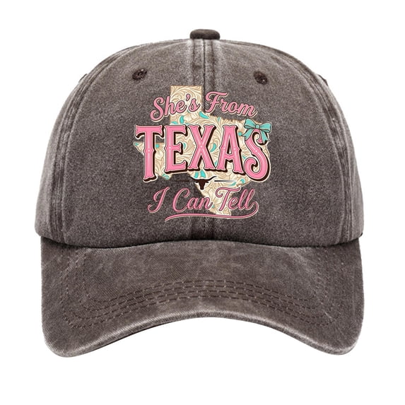 SHE'S FROM TEXAS I CAN TELL Baseball Cap Classic Adjustable Unisex Low Profile Curved Brim Hat for Men Women Daily Wear