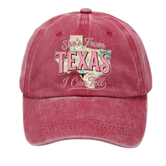SHE'S FROM TEXAS I CAN TELL Baseball Cap Classic Adjustable Unisex Low Profile Curved Brim Hat for Men Women Daily Wear