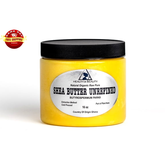 SHEA BUTTER UNREFINED YELLOW ORGANIC RAW COLD PRESSED GRADE A GHANA 16 OZ, 1 LB