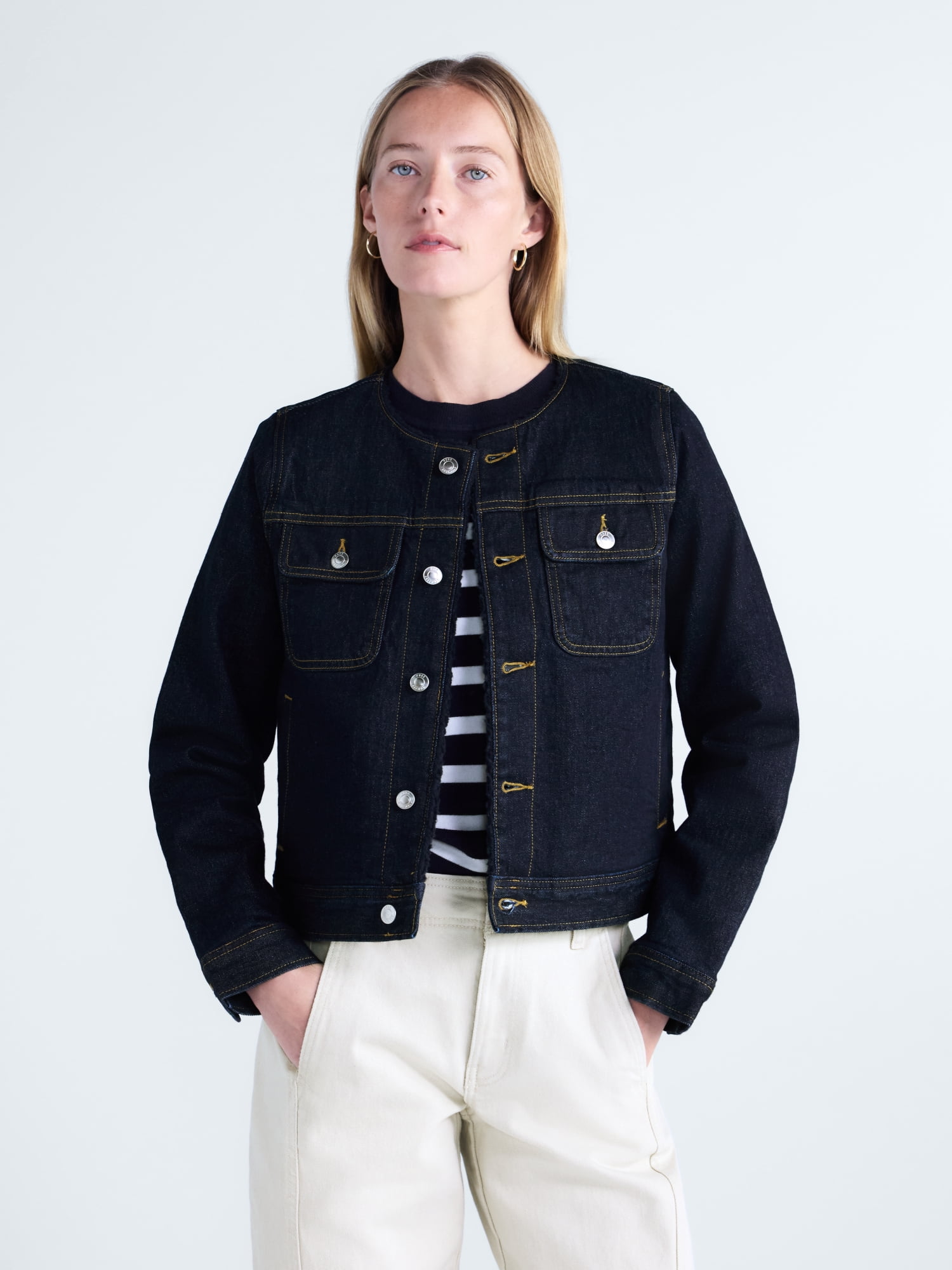 Free Assembly Women’s and Women’s Plus Faux Shearling Denim Jacket, Sizes XS-4X