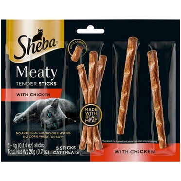 Sheba Meaty Tender Sticks Chicken Flavor Cat Treats, 0.7 Oz Pouch (5 Pack)