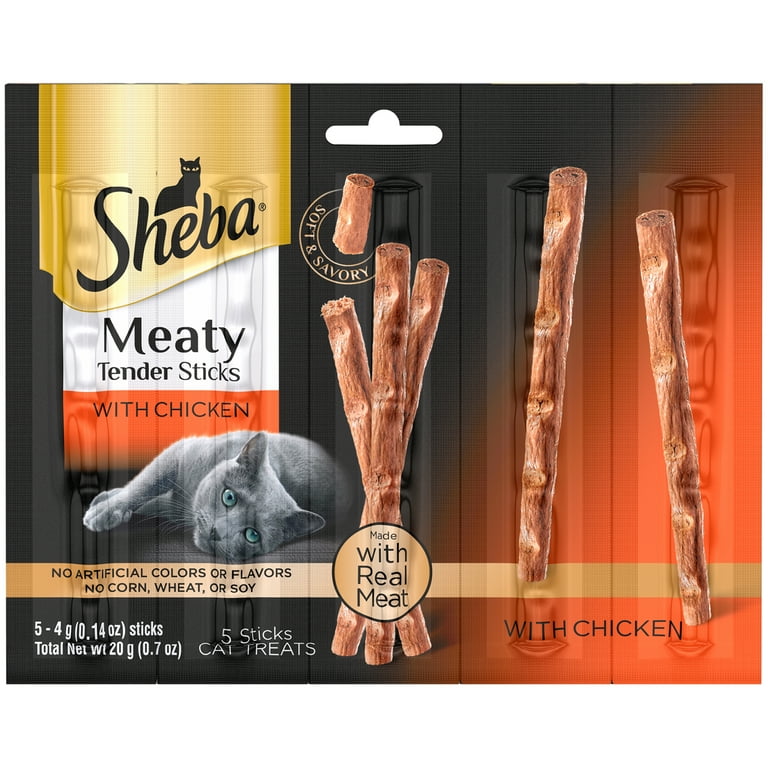 SHEBA Meaty Tender Sticks Chicken Flavor Cat Treats - Real Meat 