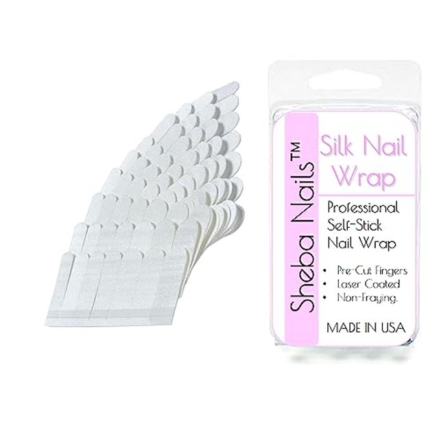 SHEBA NAILS Silk Nail Wrap SelfAdhesive Pre Cut Fingers White, 70
