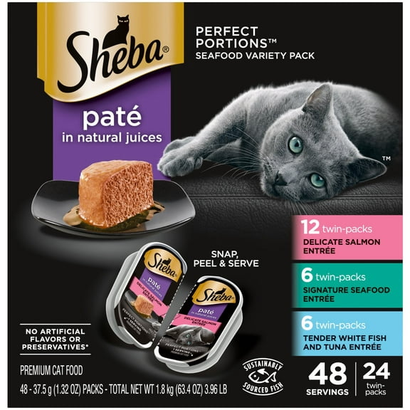 SHEBA Perfect Portions Wet Cat Food Variety Pack, 1.32 oz Trays (24 Pack)