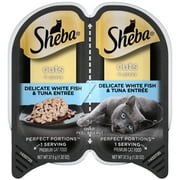 SHEBA Wet Cat Food Cuts in Gravy Delicate White Fish & Tuna Entree,