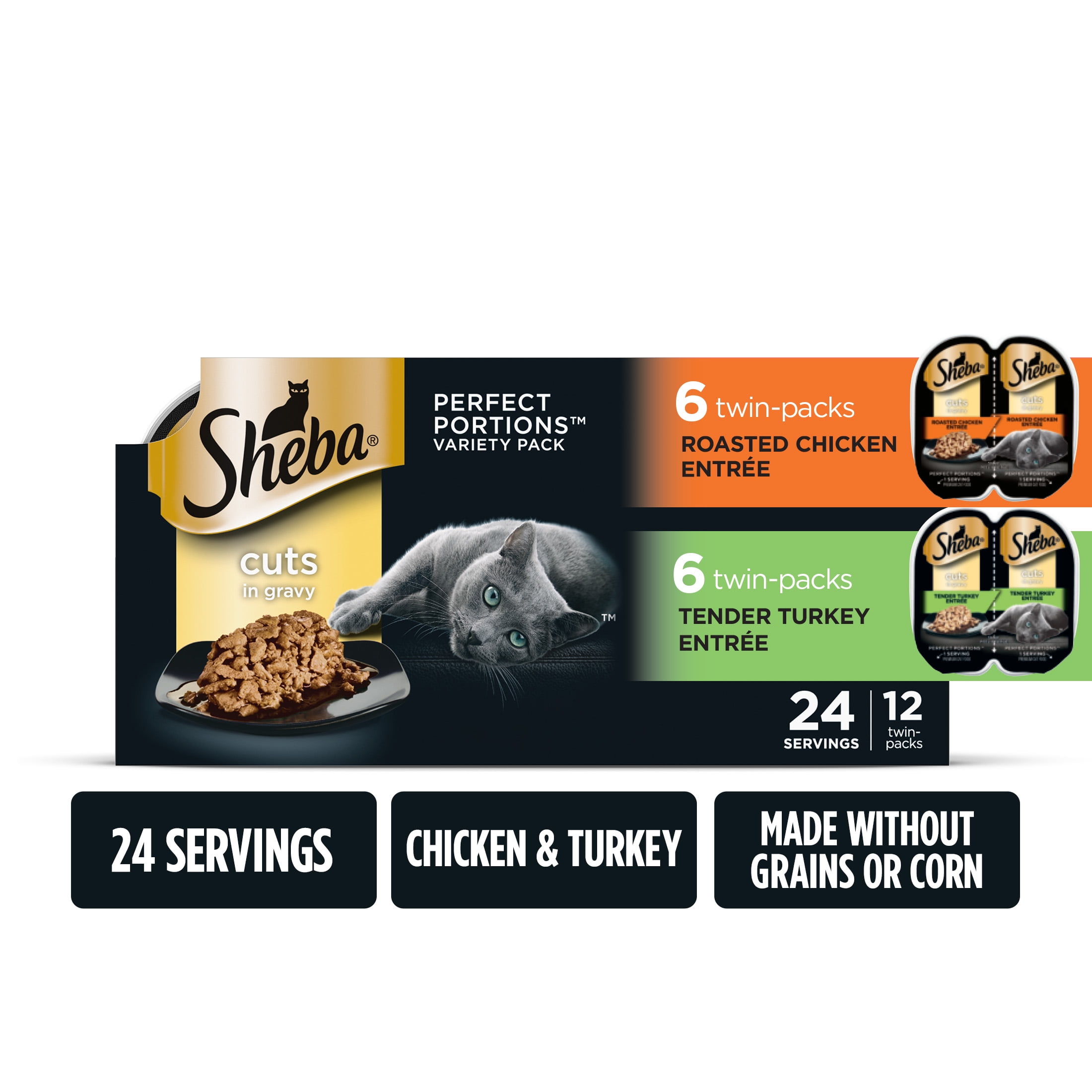 SHEBA Wet Cat Food Cuts in Gravy Variety Pack, Roasted Chicken Entree