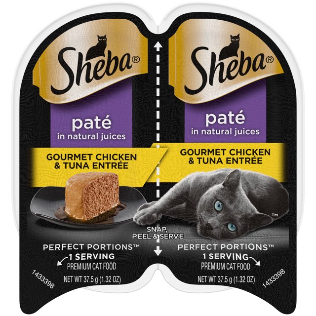 SHEBA Wet Cat Food Pate, Gourmet Chicken & Tuna Entree, 2.6 oz. PERFECT