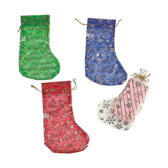 SHEER SNOWFLAKE STOCKINGS - Party Supplies - 12 Pieces