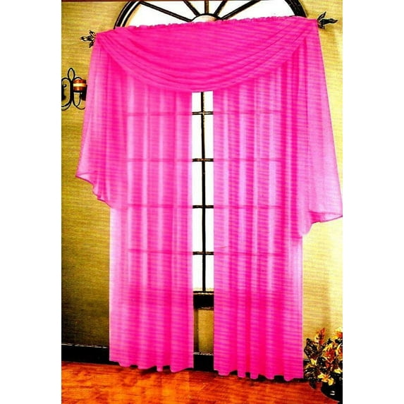 SHEER VOILE 216" LONG WINDOW SWAG SCARF, BRIGHT ROSE