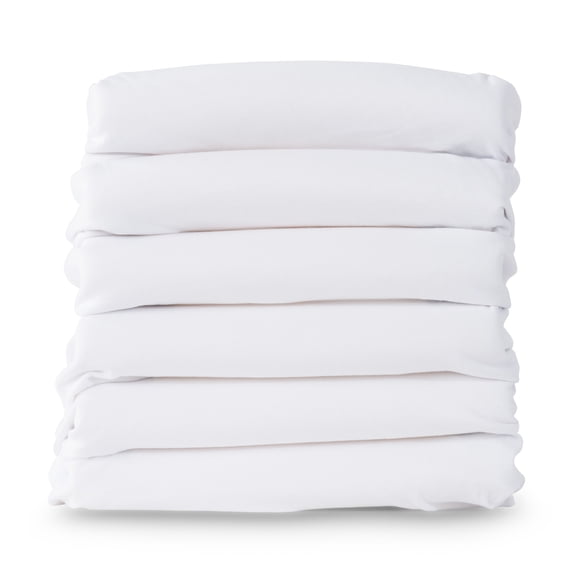 Foundations SafeFit Full-Size Crib Sheets, 100% Cotton, Heavy-Duty Elastic, 6-Pack, White