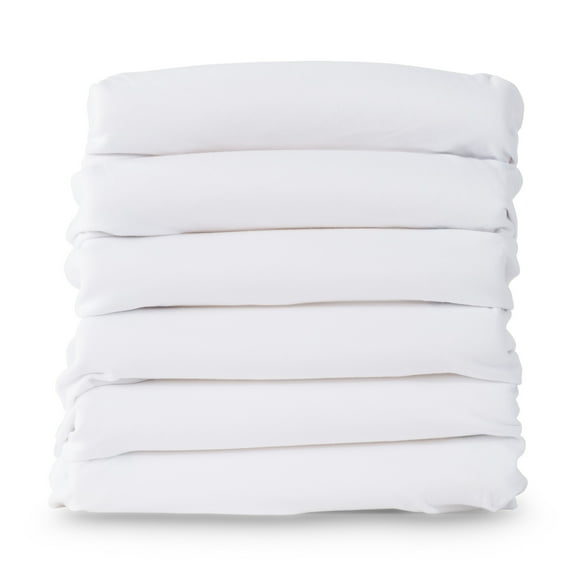 Foundations SafeFit Full-Size Crib Sheets, 100% Cotton, Heavy-Duty Elastic, 6-Pack, White