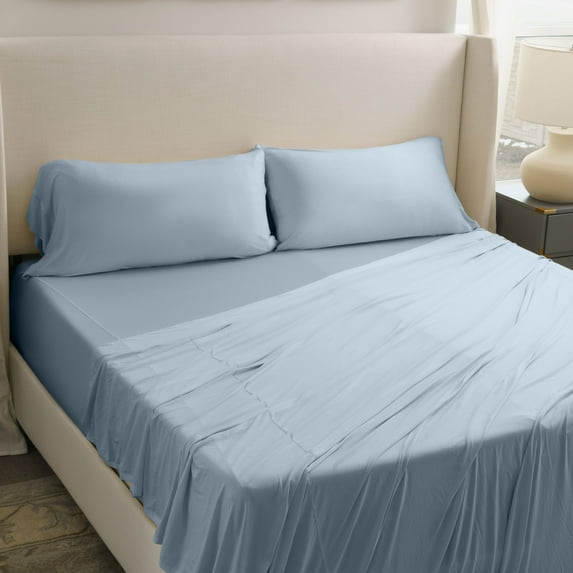 SHEEX Active Comfort Sheet Set with 2 Pillowcases, King/California King - Cooling - Breathable - Deep Pocket - Moisture-Wicking, Blue Sky