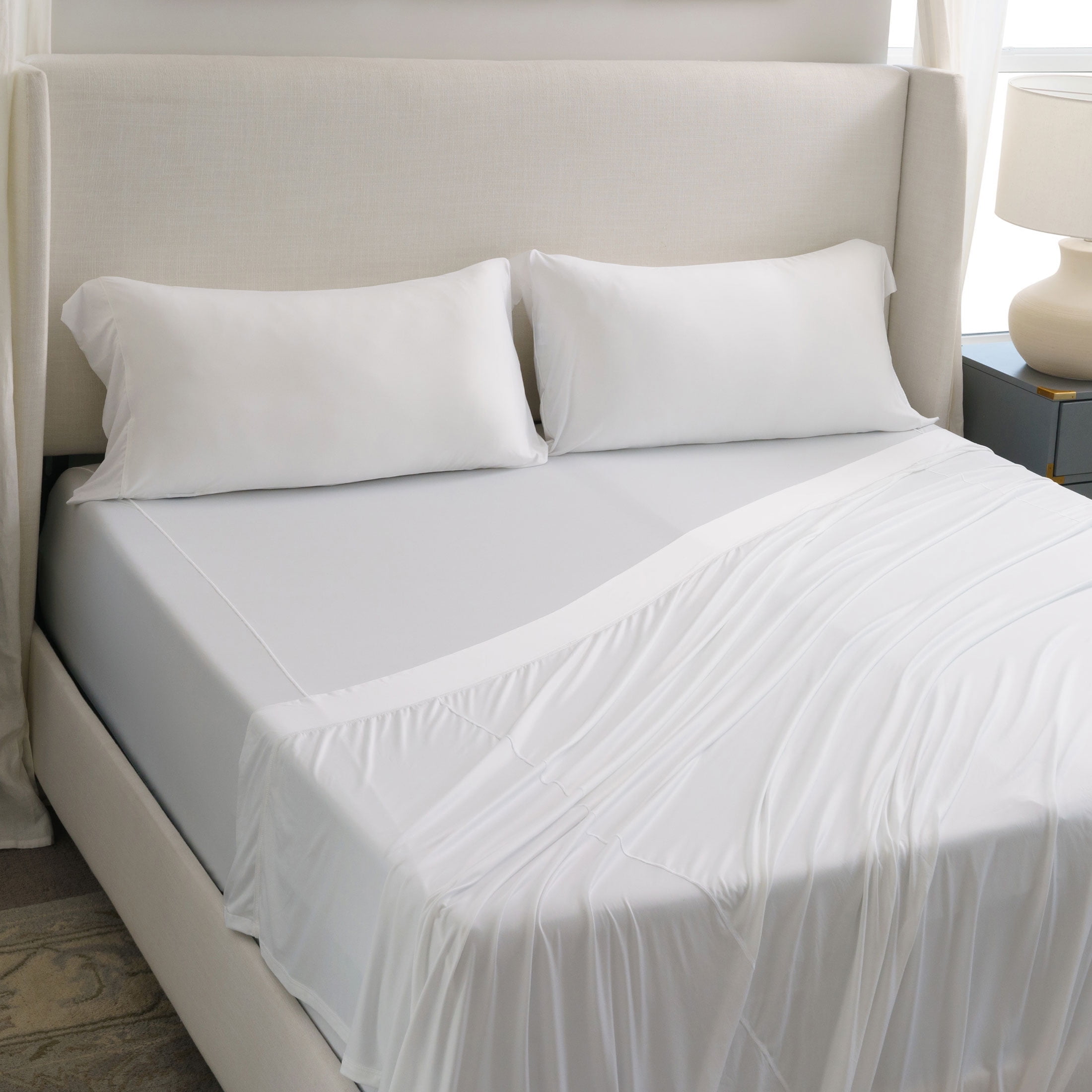 SHEEX Active Comfort Sheet Set with 2 Pillowcases, Queen - Cooling - Breathable - Deep Pocket - Moisture-Wicking, Bright White - Walmart.com
