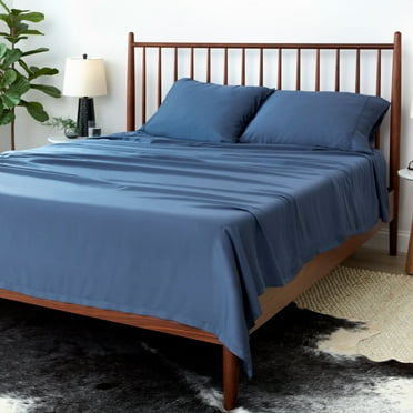 SHEEX Arctic Aire Max Sheet Set with 2 Pillowcases, King - Soft as Silk - 100% Tencel Lyocell Sateen - Cooling - Breathable - Moisture-Wicking, Denim