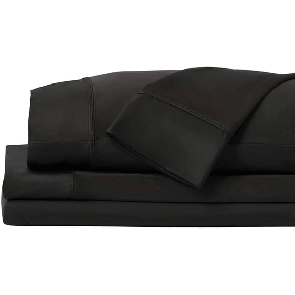 SHEEX Original Performance Luxury Sheet Set with 1 Pillowcase, Twin/Twin XL - Ridiculously Soft - Cooling - Breathable - Deep Pocket - Moisture-Wicking, Black