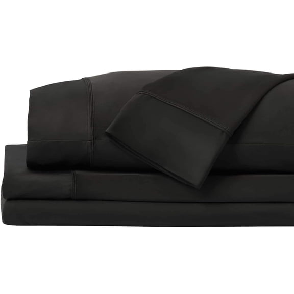 SHEEX - Original Performance Sheets Set (Split King) Black - Cooling Sheets - Moisture Wicking - 1 Flat Cooling Sheet, 1 Fitted Cooling Sheet, 2 King Pillow Covers - Wrinkle Free - Sleep Aid