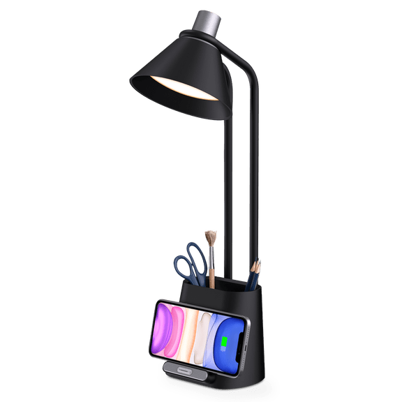 SHEFFIELD LABS LED Desk Lamp with 3 Brightness Levels, Dimmable Touch Control, Wireless Charging Port for Phones