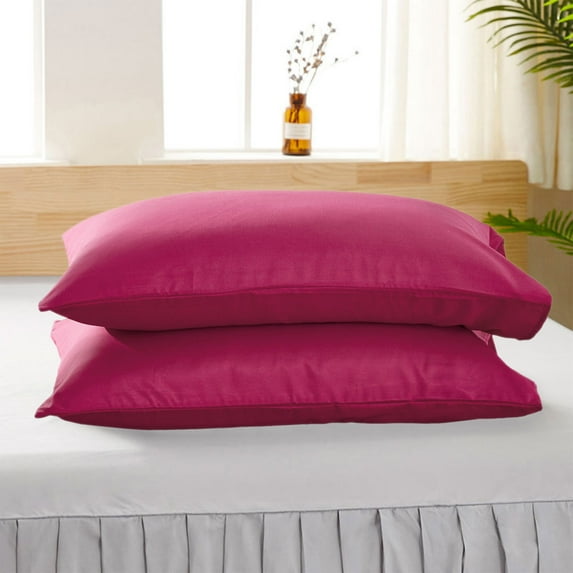 SHEIGUANNI 2-Pack Envelope Closure Pillow Cases - Soft Brushed Microfiber Pillow Covers | Shrinkage & Fade Resistant, 17.7x30 Inch-Hot Pink