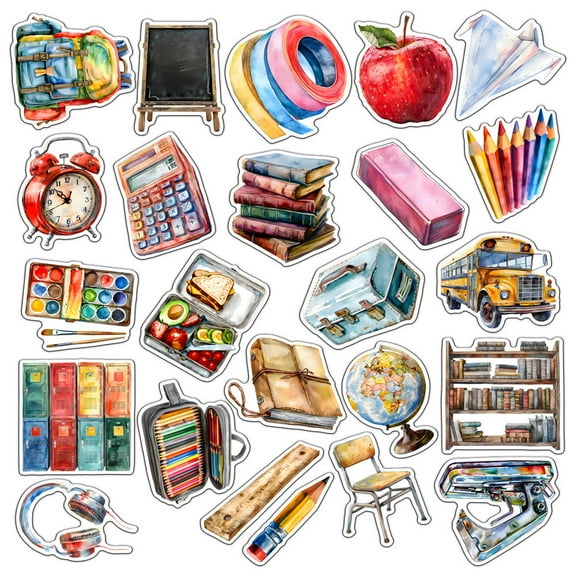 SHEIGUANNI 23 Pieces Back to School Cutouts Classroom Bulletin Board Decoration Set,School Bus Stationery Cutouts Classroom Theme Decor for School Classroom Party Favor Supplies