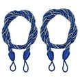 thumbnail image 1 of SHEIGUANNI 2PCS Adjustable Cotton Polyester Curtain Tiebacks - Heavy Duty Rope Tie Backs for Light/Thick Curtains, Nautical Decor, No Wall Hooks Needed (27", 2 Pack,Blue), 1 of 4