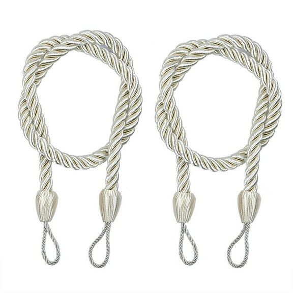 2 Pack Ended Tassel Curtain Tiebacks Handmade Braided Rope Knot Drapery Holdbacks European Style Decorative Curtain Tie Backs for Home & Office Window Drapes